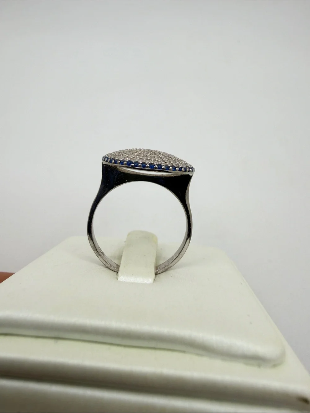 Lab created sapphire and cubic zirconia‎ statement ring in sterling silver!